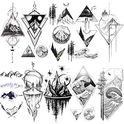 Swag Tattoo, Tato 3d, 21 Tattoo, Sketch Line Art, Geometric Mountain Tattoo, Tattoo Neck, Kunst Tattoos, Triangle Tattoos, Geometric Mountain