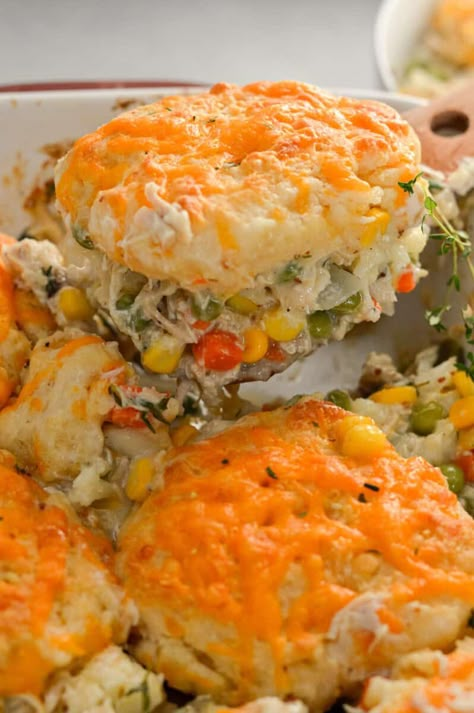 Biscuit and Chicken Pot Pie Casserole Fall And Winter Dinner Recipes, Protein Chicken Pot Pie, Crust For Chicken Pot Pie, Baked Chicken Pot Pie, Model Routine, Chicken Pot Pie With Biscuits, Biscuit Chicken Pot Pie, Chicken Biscuit, Easy Homemade Biscuits