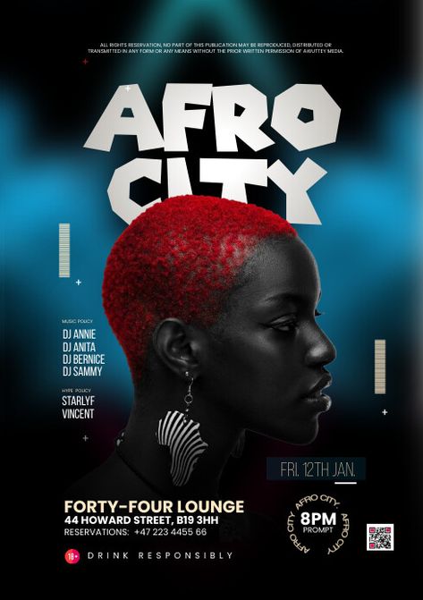 Afro City Party Poster City Party, Kindle Book Cover, Church Graphic Design, Campaign Posters, Flyer And Poster Design, Blog Header, Facebook Event, Phone Wallpaper Design, Design Posters