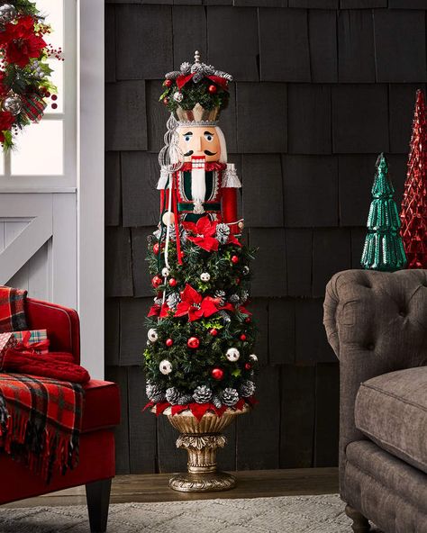 Classic Christmas Nutcracker Topiary Decor, 5'1" #ad Topiary Decor, Nutcracker Christmas Tree, Christmas Topiary, Patch Outfit, Nutcracker Decor, Nutcracker Christmas Decorations, Feed Goals, Front Door Christmas Decorations, Classic Christmas Decorations