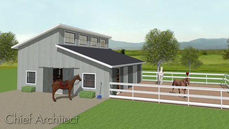 Barn structure with a clerestory/skillion roof Skillion And Lean To Roof, Clerestory Roof, Bungalow Conversion, Horse Shed, Gable Wall, Farm Cabin, Museum Building, Lean To Roof, Skillion Roof