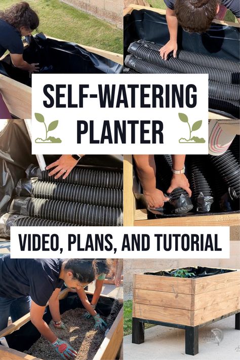 Self Watering Raised Beds Diy, Raised Garden Beds Self Watering, Diy Wicking Raised Garden Bed, Raised Wicking Garden Bed, Self Irrigating Planter Diy, Garden Water Storage, Raised Garden Beds Balcony, Self Watering Raised Garden Beds Diy, Self Watering Herb Garden