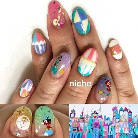 Small World Nails, World Nails, Its A Small World, Fingernails Painted, Disney Inspired Nails, Beauty Magic, Nail Design Inspiration, Disney Nails, Pretty Acrylic Nails