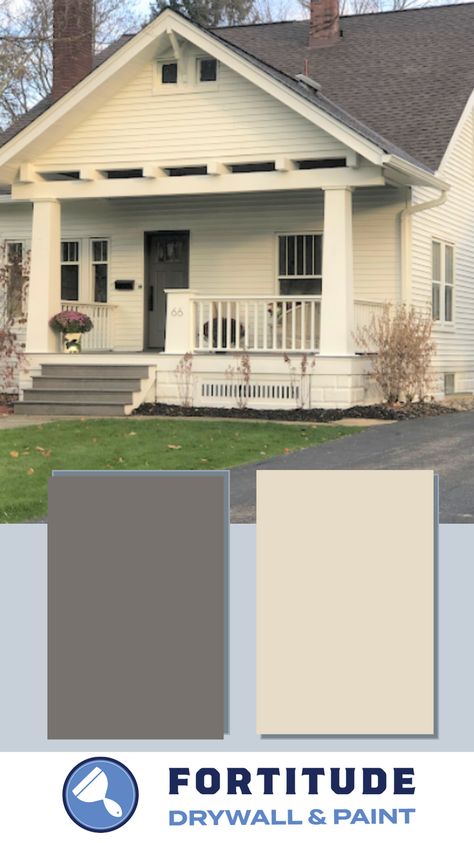 Rental Home Decor, Paint Palettes, Front Elevation Designs, Grey Exterior, Front Elevation, Paint Palette, Wall Color, Ivory Color, Exterior Colors