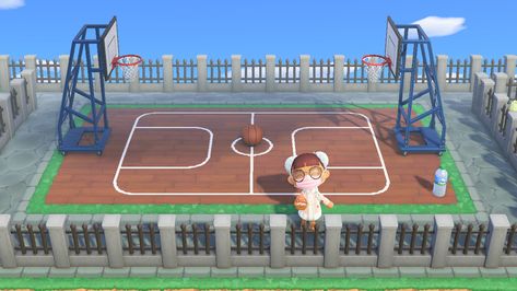 Acnh Basketball Court, Animal Crossing Basketball Court, Acnh Basketball Court Design, Acnh Design, Island Design, Qr Codes, Not Mine, Animal Crossing, Basketball Court