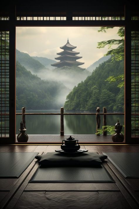 Dark Calm Aesthetic, Dark Meditation, Japanese Zen Interior, Luminous Ceiling, Meditation Wallpaper, Japanese Meditation, Calming View, Ceiling Stars, Zen Temple