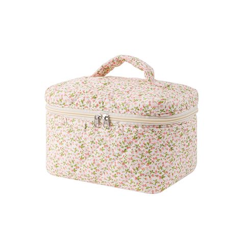 PRICES MAY VARY. [Product Size]: The dimensions of the Floral Cotton Makeup Bags are Large: 10 inches x6 inches x 5.5 inches. This floral cosmetic bag is what you need for your home organization and trip, easily holds your makeup and cosmetic accessories, lipstick, lip gloss, brushes, skincare products, toiletries, 3c items, stationery kit, watercolor pens pencils, and painting brushes. [Fashionable Design]: This cute quilted bag features a floral pattern, the stylish design makes these makeup bags a fashionable accessory, suitable for both your everyday makeup routine and special occasions, allowing you to showcase your personal style. This is a perfect present for friends, girlfriends, bridesmaids, family, bridesmaids and colleagues. [Lightweight and Durable]: This travel cosmetic bag ha Quilted Makeup Bag, Watercolor Pens, Choosing Fabric, Everyday Makeup Routine, Painting Brushes, Aesthetic Floral, Toiletries Organization, Organizer Bag, Pen And Watercolor