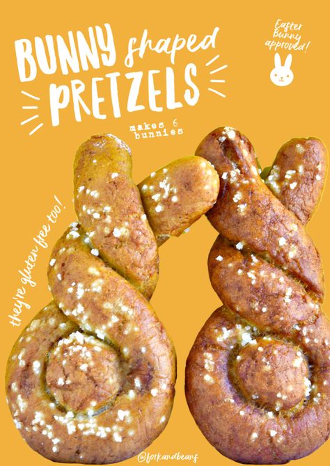 Bunny Soft Pretzels - Fork and Beans Easter Pretzel, Kid Friendly Recipes, Soft Pretzel Recipe, Pretzel Shape, Food Boards, Soft Pretzel, Pretzels Recipe, Making Food, Soft Pretzels