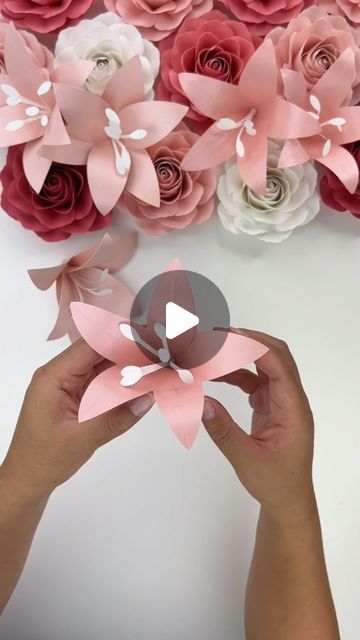 How To Make Lily Flower With Paper, Lily Template, Lily Paper Flower, Lilies And Roses, Happy Thursday Everyone, Bio Happy, Paper Flower Art, Paper Flower Template, Paper Flower Backdrop