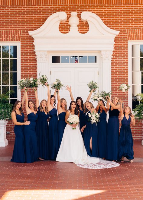 Navy Bridal Parties, Dark Blue Bridesmaid Dresses, Dark Wedding Theme, Dark Blue Wedding, Navy Blue Bridesmaids, Navy Blue Bridesmaid Dresses, Bridesmaid Inspiration, Royal Blue Wedding, Navy Bridesmaid Dresses