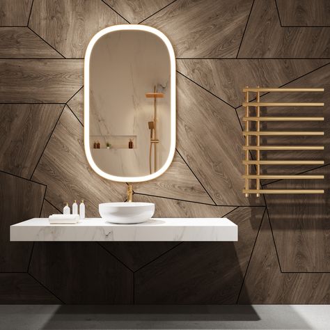 Vanity Led Mirror Chic Oval 28 x 48 Gold Beach House Master, Backlit Bathroom Mirror, Luxury Vanity, Bathroom Mirror Design, Hollywood Mirror, Free Mirror, Backlit Mirror, Illuminated Mirrors, Mirror Shapes