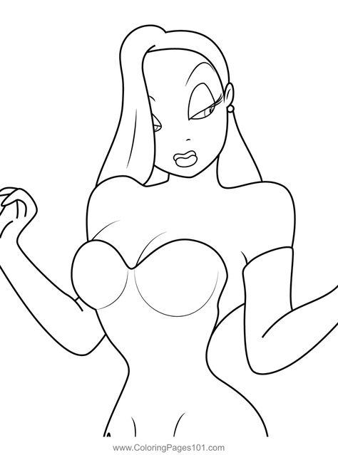 Jessica Rabbit 1 Coloring Page Jessica Rabbit Stencil, Pop Art Rabbit, Jessica Rabbit Coloring Pages, Jessica Rabbit Tattoo Ideas, Roger Rabbit Drawing, Jessica Rabbit Drawing, Jessica Rabbit Tattoo, Jessica Rabbit Art, Rabbit Drawing Easy