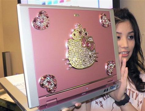 Love It! Hello Kitty Laptop, Girly Pop, Charmmy Kitty, Pink Laptop, Y2k Accessories, Kitty Stuff, Trashy Y2k, Kitty Meow, Pink Life