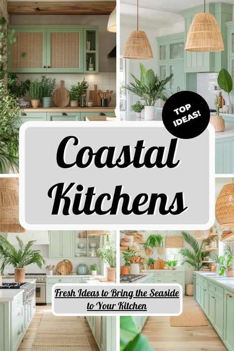 ♥ Are you dreaming of a coastal kitchen paradise? Dive into the charm of this modern coastal kitchen design, featuring a stunning white backsplash. Perfect for beach house lovers and those seeking coastal kitchen décor inspiration. 🌊🏡 #CoastalKitchen #KitchenDesign #BeachHouseVibes Kitchen Coastal Style, California Coastal Kitchen, Coastal Kitchen Cabinets, Coastal Kitchen Backsplash Ideas, Coastal Backsplash, Small Coastal Kitchen, Coastal Kitchen Backsplash, Beach Kitchen Ideas, White Coastal Kitchen