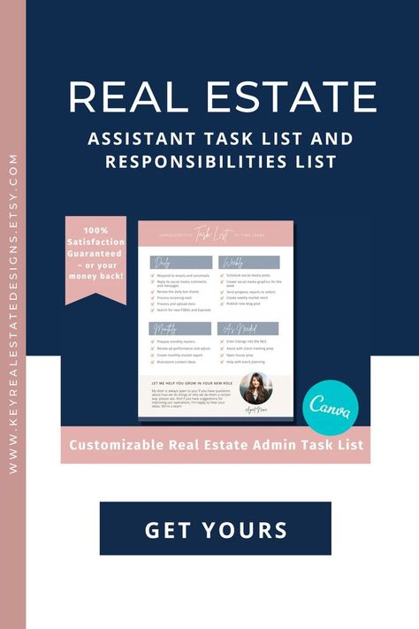 Does your new real estate assistant or real estate VA understand which tasks and responsibilities fall to them? Avoid confusion and misunderstandings with this Real Estate Assistant Task List and Responsibilities List. You'll get your new assistant or VA off to a solid start! Agent Aesthetic, Successful Realtor, Real Estate Assistant, Real Estate Forms, Admin Assistant, Monthly Activities, Social Media Posting Schedule, Real Estate Advertising, Real Estate Templates