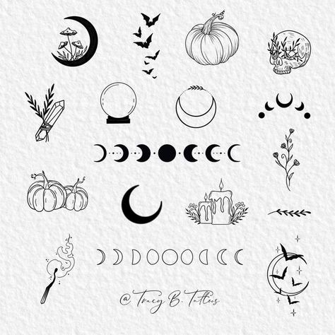 October Symbols, B Tattoos, Canadian Tattoo, Micro Tattoo, Halloween Flash, Flash Designs, Tarot Tattoo, Flash Tattoo Designs, Flash Design