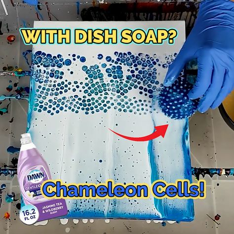 Olga Soby - Using DISH Soap To Create Chameleon Cells! 🧴 Acrylic Cell Painting, Plant Cells And Animal Cells, Specialised Cells, How To Make Cells In Acrylic Pouring, Olga Soby, Paint Pouring, Wild Berry, Popular Videos, Art Instructions