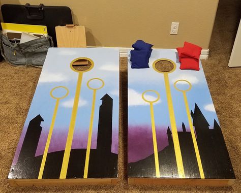 Quidditch cornhole Harry Potter Theme Birthday, Harry Potter Quidditch, Harry Potter Baby Shower, Harry Potter Baby, Harry Potter Theme, Backyard Games, Harry Potter Party, 11th Birthday, Cornhole Boards