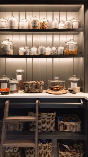 Walk In Kitchen Pantry, Moody Pantry, Walk In Kitchen, In Kitchen Pantry, Ultimate Pantry, Soft Seating Area, Classic English Kitchen, Quartz Worktop, Humphrey Munson