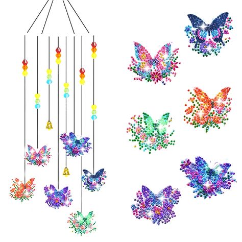 Butterfly Diamond Art Sun Catcher Butterfly DIY Crystal Wind Chime for Home Wall Sun Catcher Butterfly, Crystal Wind Chimes, Resin Diamond, Acrylic Board, Diy Crystals, Wind Chime, Sun Catcher, Mosaic Crafts, Diamond Art