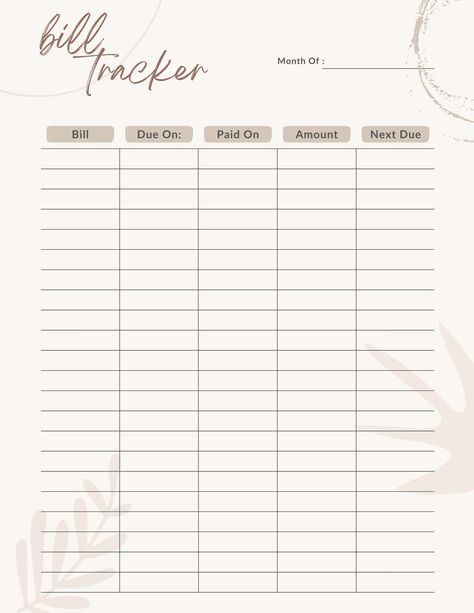 The Bill Tracker Sheet will help you in every way to keep up with monthly bills. Bill Calendar, Bill Tracker Printable, Bill Organizer, Daily Planner Printables Free, Bill Planner, Free Printables Organization, Monthly Bill, Bill Organization, Spending Tracker