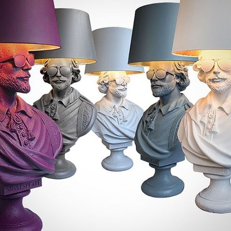 Jimmie Martin Lamps Bust Lamp, Color Sculpture, Jimmie Martin, Goth Kitchen Decor, Classic Library, Mannequin Art, Funky Home Decor, Wainscoting, Interior Design Ideas