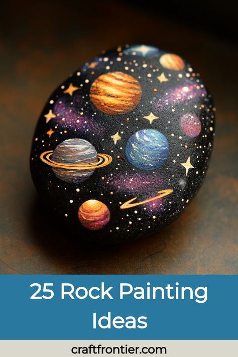 Rock painting is a fun DIY activity for kids to express their creativity! Turn regular stones into colorful works of art by painting animals or flowers. These painted rocks can bring personality to your garden, acting as unique decorations or markers. Follow an easy tutorial to learn how to choose the perfect stones, paint them, and apply a protective finish that ensures your artwork lasts outdoors. Planet Rock Painting, Resin On Wood Slices, Glow In The Dark Rock Painting, Minecraft Rock Painting, Rock Painting Patterns Templates, Rock Crafts For Adults Diy Projects, Galaxy Planet Painting, Rock Art Ideas River Stones Diy Projects, Cool Rock Painting Ideas