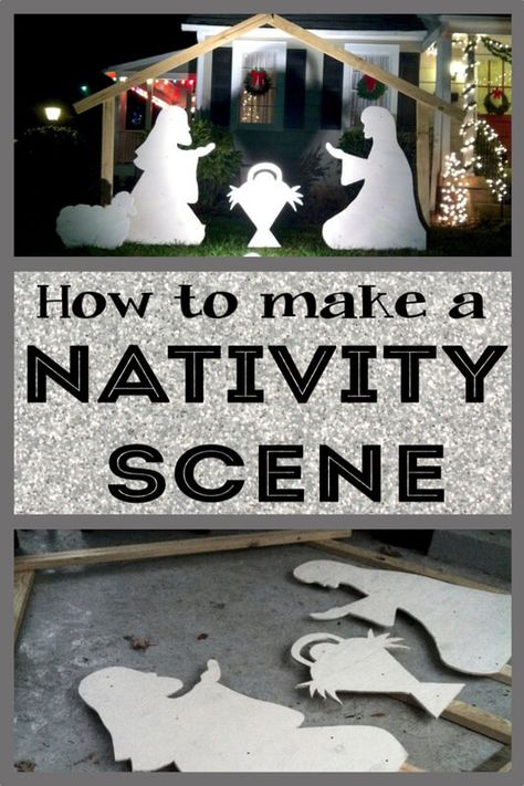 How to make a DIY nativity scene for your yard The Nativity Scene, Outdoor Nativity Scene, Outdoor Nativity, Pretty Christmas Decorations, Diy Nativity, Christmas Lollipops, Christmas Yard Art, Christmas Yard Decorations, Christmas Tree Painting