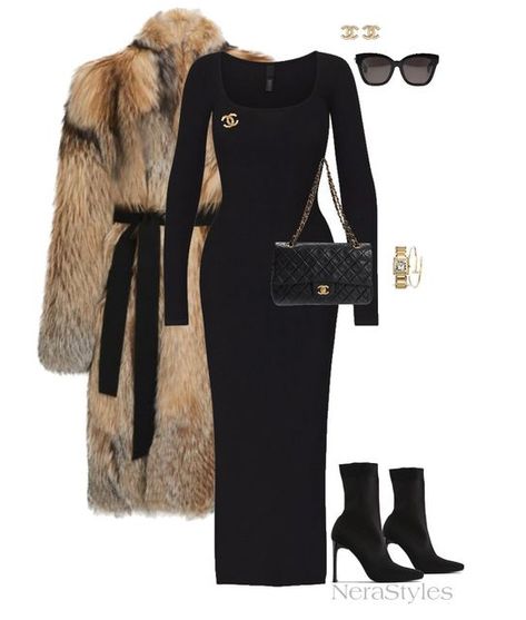 Fur Outfit, Outing Outfit, Business Attire Women, All Black Fashion, Career Fashion, Future Outfit, Arab Fashion, Modest Wear, Fashionista Clothes