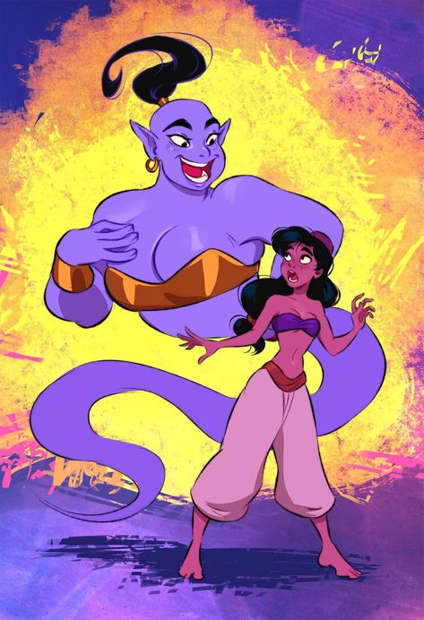 Aladdin And Genie, Do Cute, Disney Artwork, Art Folder, Disney Aladdin, Disney Lover, High Fantasy, Disney Fan Art, Cool Cartoons