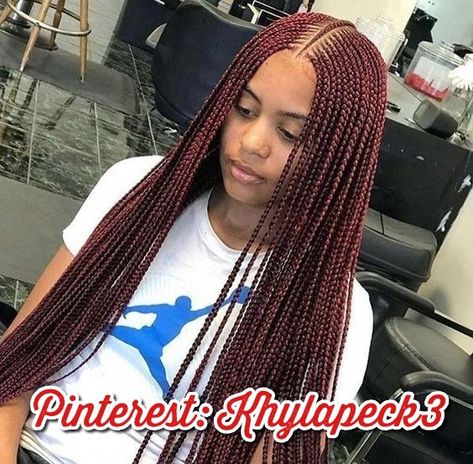 Maroon Braids, Layer Feed In Braids, Braids Middle Part, Layer Feed, Feed In Braids, Side Braid Hairstyles, Feed In Braids Hairstyles, African Hair Braiding Styles, Cute Braided Hairstyles