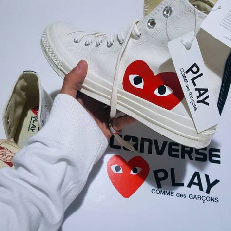 Converse X Comme Des Garcons, Converse Play, White Converse, Hype Shoes, Shoe Inspo, Aesthetic Shoes, Dream Shoes, Shoe Obsession, Looks Style