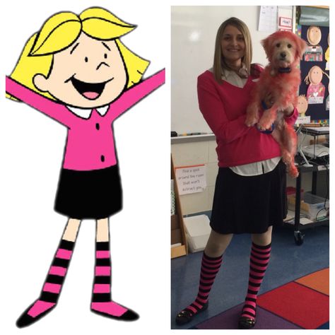 Emily Elizabeth costume Clifford And Emily Elizabeth Costume, Clifford Costume, Emily Elizabeth Costume, School Costume, Red Ribbon Week, Storybook Characters, Dress Up Day, School Decorations, Red Ribbon