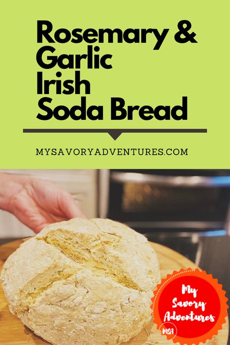 Easy no fuss/no kneading Irish Soda Bread recipe flavored with savory spices/herbs! Soda Bread Without Buttermilk, Irish Bread, Soda Bread Recipe, Irish Soda Bread Recipe, Rosemary Garlic, Irish Soda, Irish Soda Bread, Soda Bread, Easy Bread