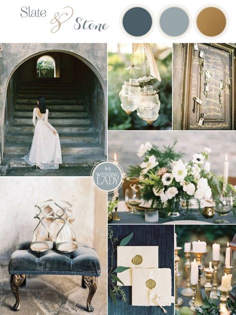 Raw+and+Refined+Elegant+Winter+Wedding+in+Slate+and+Stone Elegant Wedding Centerpiece, Elegant Winter Wedding, Romantic Candlelight, Ethereal Wedding, Wedding Palette, Winter Wedding Inspiration, Wedding Theme Colors, Theme Color, Diy Cake