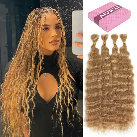 PRICES MAY VARY. Bulk Human Hair for Braiding Material：100% Brazilian Human Hair comes from young girls. Softer, more natural more suitable for skin. More advanced than other material. Can be dyed and bleached to make Nice Texture：(Color):Natural Black/#27/#99j. (Length): 18”20”22” 24” for Choosing. 100g(+/-5g)/each packs，The micro braiding hair human hair No weft,no tangle,no shedding.The hair extensions is Bouncy and glossy：AIVICO human braiding hair very clean, natural, soft and easy to be br Fenty Photoshoot, Wavy Hair With Braid, Human Hair For Braiding, Braided Ponytail Hairstyles, Weft Hair Extensions, Small Braids, Protective Hairstyles Braids, Human Braiding Hair, Real Hair