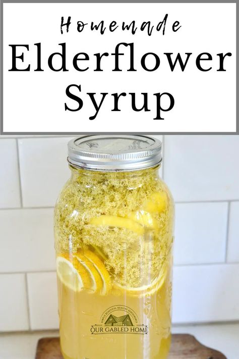 Simple Homemade Elderflower Syrup Recipe - Elderflower Syrup Recipe, Elderflower Recipes, Summer Party Drink, Elderflower Syrup, Cordial Recipe, Syrup Recipes, Elderflower Cordial, Summer Drink Recipes, Syrup Recipe