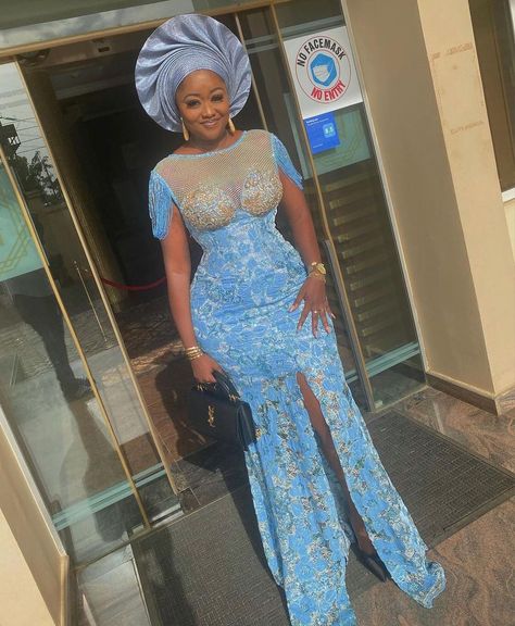 Blue Aso Ebi Styles Lace, Asoebi Styles Lace Traditional Weddings 2020, Aso Ebi Lace Styles 2020, Trendy Lace Asoebi Styles, Beautiful Lace Gown Styles, Aso Ebi Lace Styles 2023, Cord Lace Gown Styles Aso Ebi, Aso Ebi Lace Styles African Weddings, Naija Dresses