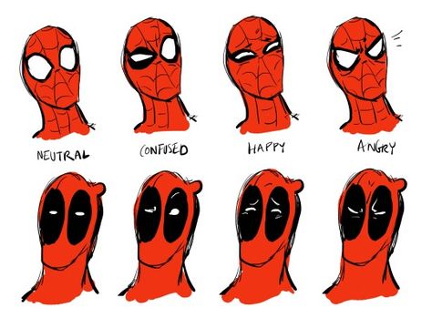 Spiderman Face Reference, Spiderman Mask Expressions, Spiderman Eyes Expression, Spiderman Facial Expressions, Deadpool Matching Pfp, Deadpool Tumblr, Spider Pool, Matching Pfp Cute, Spiderman And Deadpool