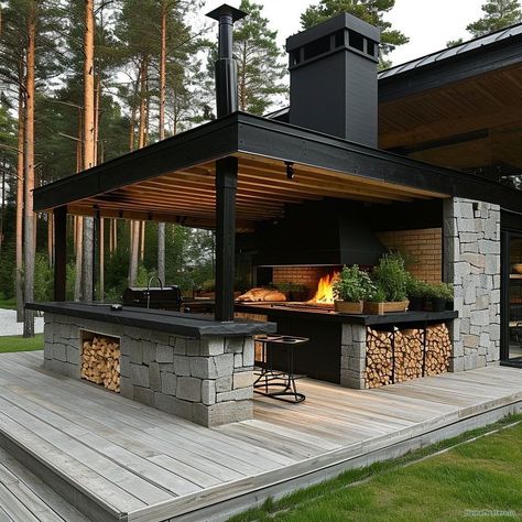 Build Outdoor Kitchen, Outdoor Patio Designs, Exterior Modern, Homes Modern, Backyard Pavilion, Cabinets Kitchen, Apartment Kitchen, Outdoor Bbq, Outdoor Kitchen Design