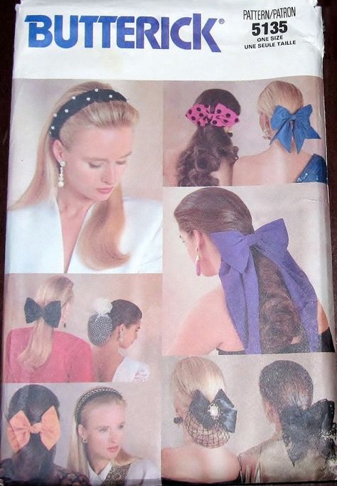 Butterick 5135 151 Fashion Hair Accessories Flowers Bows Headband Clips Snood Womens Misses Vintage Craft Sewing Pattern Uncut Factory Folds by RosesPatternsEtc on Etsy Hair Accessories Pattern, Magazines Cover, 1980s Hair, Magazine Cover Ideas, 1980s Childhood, 80s Girl, Crafts Sewing Patterns, Hat Patterns To Sew, Bow Hairstyle