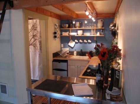 From Garage to Tiny Cottage Tiny House Vacation, Garage To Living Space, Cottage Tiny House, Tiny House Swoon, Backyard Cottage, Tiny Houses For Rent, Tiny Cabins, Tiny Cottage, Tiny House Kitchen