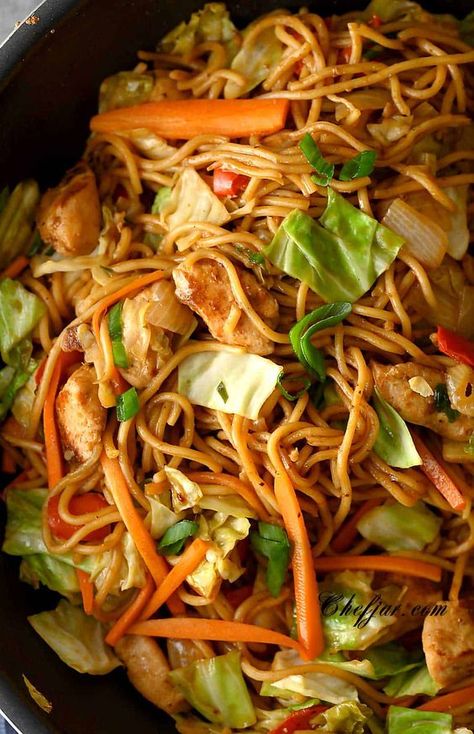 Chicken Yakisoba Noodles - Chefjar Teriyaki Chicken Yakisoba, Saba Noodles Recipes, Costco Yakisoba Recipe, Chicken Soba Noodles, Yakisoba Recipe Chicken, Yakisoba Aesthetic, Shrimp Yakisoba Recipe, Chicken Yakisoba Recipe, Philapino Recipes