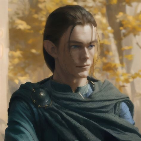 Young male elve with long dark hair The Rings Of Power Fanart, Elrond Aesthetic, Elrond Fanart, Elrond Rings Of Power, Tolkien Elves, Rings Of Power, Lotr Art, Oc Inspo, Power Ring