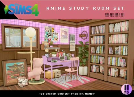 Game record on Tumblr Anime Study Room, Anime Study, Sims Furniture, Floor Framing, Sims 4 Cc Finds, Book Shelf, Maxis Match, Sims 4 Mods, Study Room