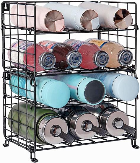 Amazon.com: X-cosrack Adjustable Water Bottle Organizer,4-Tier Wall-Mounted Water Bottle Holder, Stackable Water Bottle Storage Rack for Kitchen Countertops,Pantry, Cabinet,Black(Patent No.: US D950,280 S) : Home & Kitchen Storing Water Bottles, Water Bottle Storage Rack, Water Bottle Organizer, Stackable Wine Racks, Water Bottle Organization, Bottle Organizer, Water Bottle Storage, Kitchen Cabinets And Countertops, Wine Rack Storage