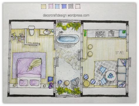 House With A Courtyard, Guest House Shed, Tiny Guest House, Exterior Sketch, Guest House Plans, Interior Sketches, Courtyard House Plans, Small Cottages, House Shed