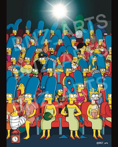 Marge’s only at this cinema Can you spot your favourite? FREE UK DELIVERY > A3 vertical poster 29.7 x 42.0cm, 11.69 x 16.53 inches > unframed > Signed by artist > A3 Heavyweight artprint > 300gsm white matte board - for a smooth finish > Designed by BNZarts > Quality Guaranteed Simpson Art, Simpson Wallpaper Iphone, Simpsons Drawings, Marge Simpson, Cartoon Character Tattoos, Simpsons Art, 90s Cartoons, The Simpson, Vertical Poster