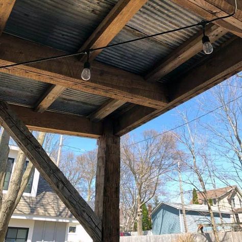 Top 50 Best Patio Ceiling Ideas – Covered Outdoor Designs Tin Roof Porch Diy Covered Patios, Rustic Back Porch Ideas Covered Patios, Patio Ceiling Ideas Outdoor Diy, Black Patio Ceiling Ideas, Pavilion Ceiling Ideas, Outdoor Patio Ceiling Ideas Wood, Tin Porch Ceiling, Pergola Ceiling Ideas, Rustic Covered Patio Ideas