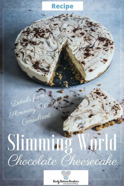 If you are looking for a delicious low syn Slimming World dessert then this Chocolate Cheesecake recipe is perfect! The base is made from grape nuts and the topping uses low fat soft cheese – although you could lower the syns further by replacing this with Quark. It is low calorie and low fat and just right for anyone following the Slimming World plan. It serves 10 people and equates to around 4 syns each. #vevivos #slimmingworld #slimmingworldrecipes #slimmingworlddessert Syn Free Desserts, Weetbix Slice Healthy No Bake, Low Syn Chocolate, Slimmingworld Recipes Syn Free, Quark Cheesecake, Low Syn Treats, Slimmingworld Sp Days, Diet Soup Recipes, Chocolate Cheesecake Recipes